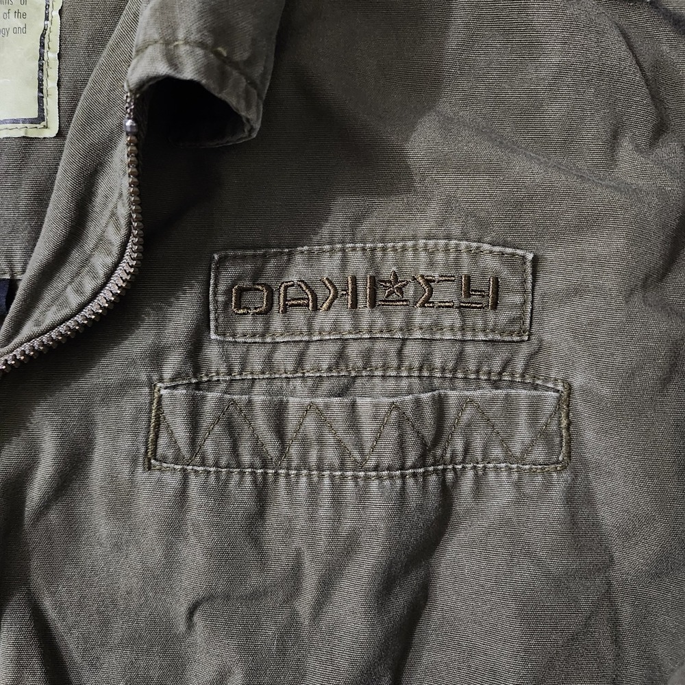 VTG Oakley Military Green Field Jacket Embroidered Logos Science and Art Large - Picture 10 of 16